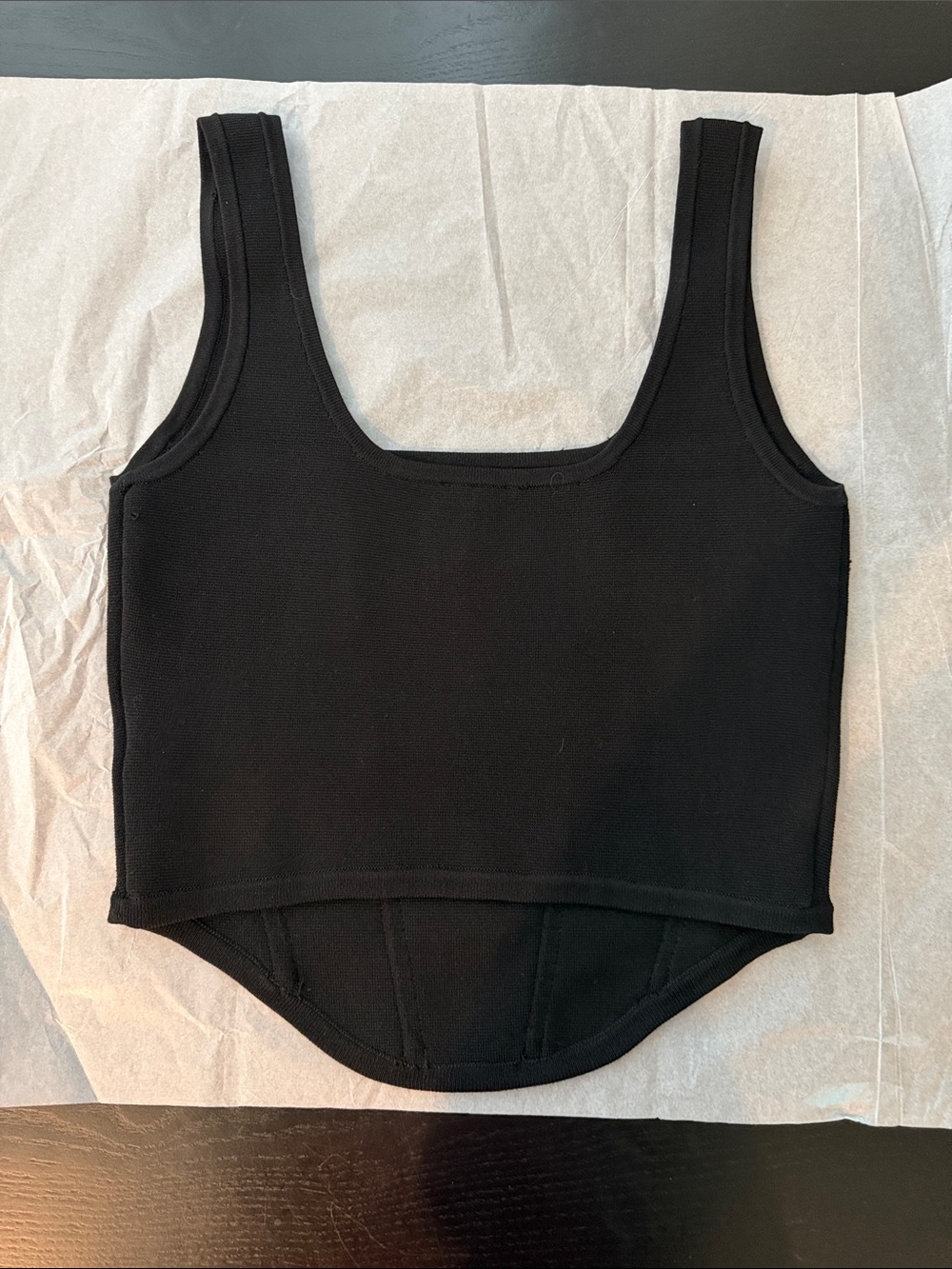 Express - Body Contour Black Structured Crop Corset Tank Top - Picture 2 of 3